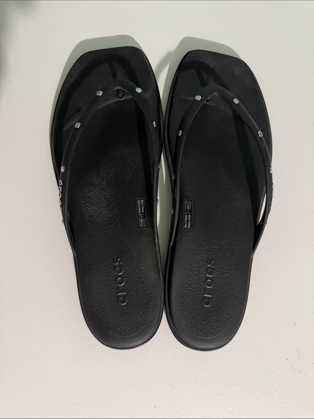 CROCS Black Studded Platform Flip Flops